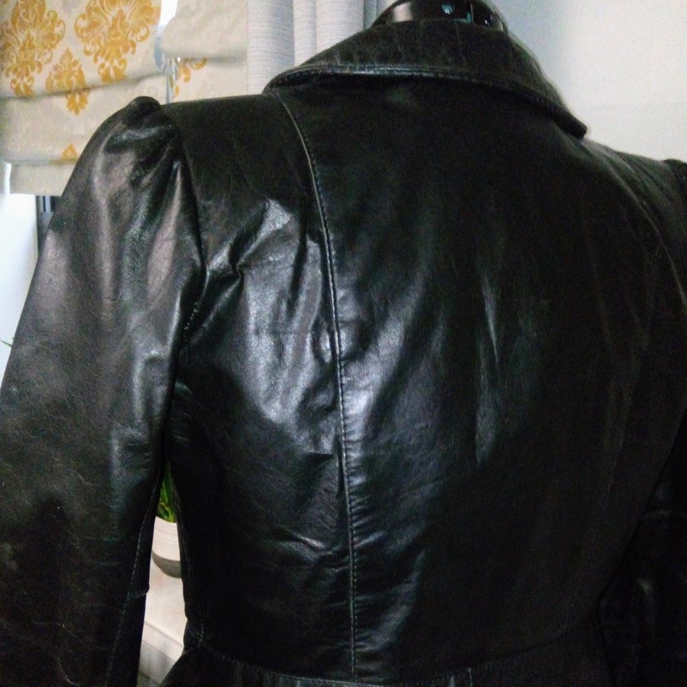 Vintage Jonathan Christopher Black Leather Puff Sleeve Jacket Sz Small - Picture 11 of 16